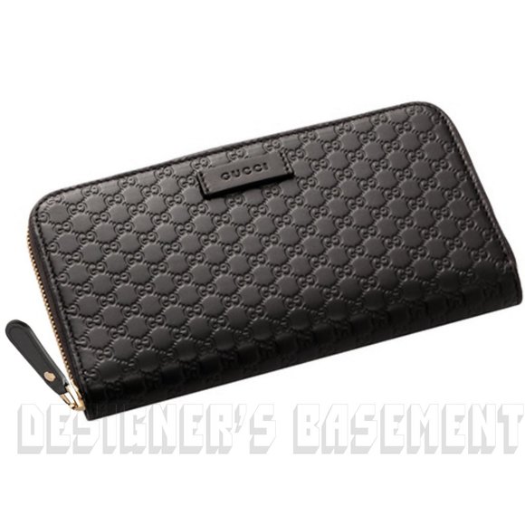 GUCCI black MICRO GUCCISSIMA GG leather Zip around checkbook Wallet Clutch Purse - Picture 2 of 5